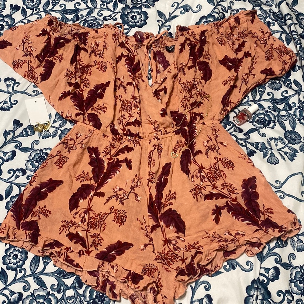 Pink Floral Short Romper Sz small